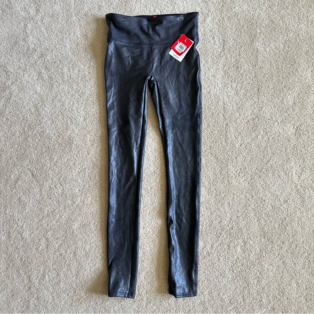 SPANX Black Faux Leggings size XS NEW